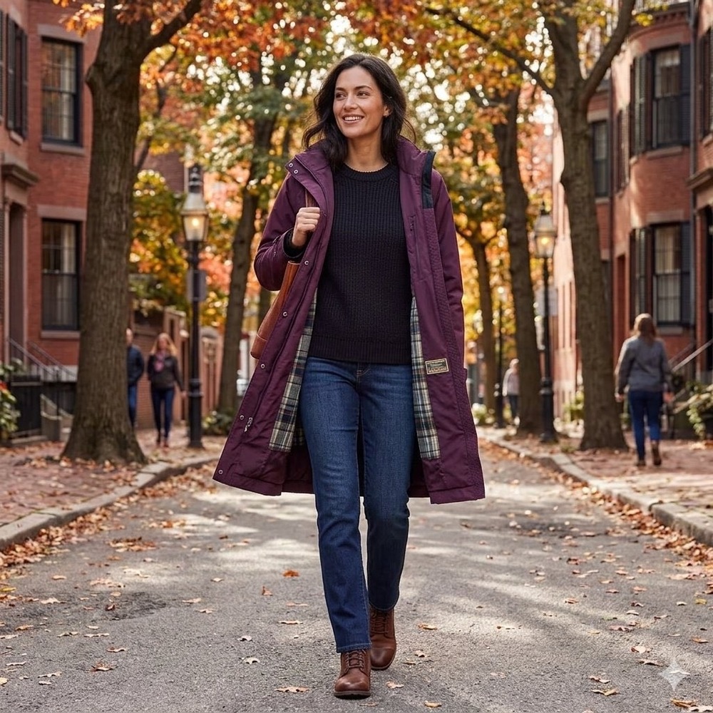 LL Bean H2OFF Long Rain Coat / Parka - Removable Liner & Hood - Size S